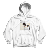 Barack Obama no one is born hating skin color tweet on a white hoodie from Tee Tweets