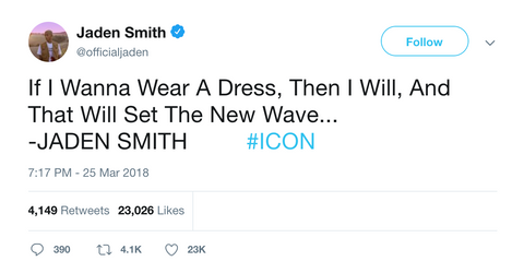 Jaden Smith if I wanna wear a dress I will tweet from Tee Tweets