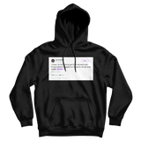 Joel Embiid recruiting Lebron James tweet on a black hoodie from Tee Tweets