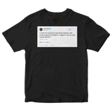 Joel Embiid recruiting Lebron James tweet on a black t-shirt from Tee Tweets