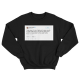 Kanye West waking up next to a water bottle tweet on a black crewneck sweater from Tee Tweets