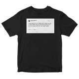Kanye West waking up next to a water bottle tweet on a black t-shirt from Tee Tweets
