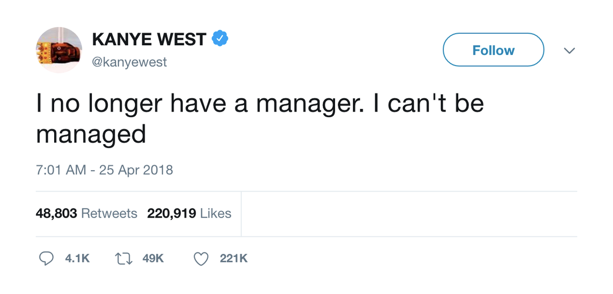 Kanye West "I Can't Be Managed" tweet shirts & hoodies Tee Tweets