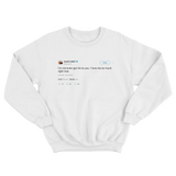Kanye West I love me so much right now tweet on a white crewneck sweater from Tee Tweets