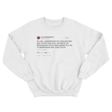 Lil B my own mother on another level tweet on a white crewneck sweater from Tee Tweets