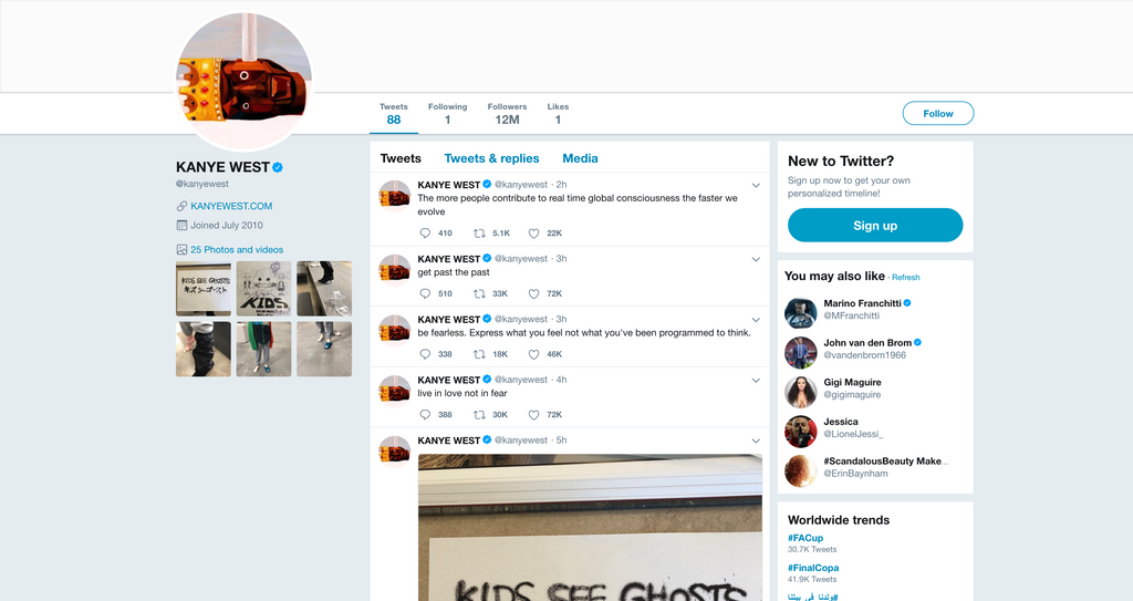 Kanye West Returns to Twitter