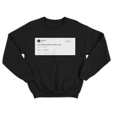 50 Cent I am Burger King coffee tweet on a black crewneck sweater from Tee Tweets