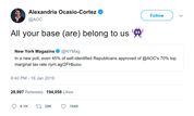 Alexandria Ocasio-Cortez all your base is us tweet from Tee Tweets