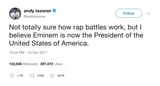 Andy Lassner Eminem is now president of the USA tweet from Tee Tweets