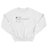 Ariana Grande true love might exist I was just hungry tweet white crewneck sweater from Tee Tweets