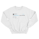 Aubrey Plaza Yo Barack Obama come over tweet on a white crewneck sweater from Tee Tweets