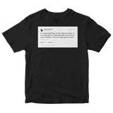 Barack Obama back on the original handle tweet on a black t-shirt from Tee Tweets