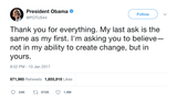 Barack Obama believe in your ability to create change tweet from Tee Tweets