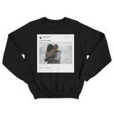 Barack Obama four more years tweet on a black crewneck sweater from Tee Tweets