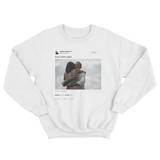 Barack Obama four more years tweet on a white crewneck sweater from Tee Tweets