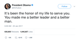 Barack Obama the honor of my life to serve you tweet from Tee Tweets