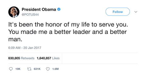 Barack Obama the honor of my life to serve you tweet from Tee Tweets