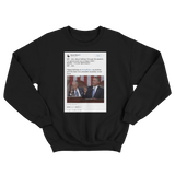 Barack Obama interrupting Joe Biden tweet on a black crewneck sweater from Tee Tweets