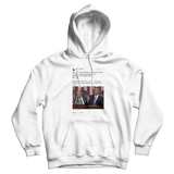 Barack Obama interrupting Joe Biden tweet on a white hoodie from Tee Tweets