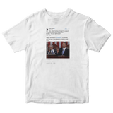 Barack Obama interrupting Joe Biden tweet on a white t-shirt from Tee Tweets