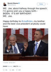 Barack Obama interrupting Joe Biden tweet from Tee Tweets
