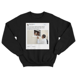 Barack Obama no one is born hating skin color tweet on a black crewneck sweater from Tee Tweets