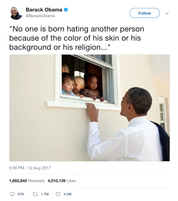 Barack Obama no one is born hating skin color tweet from Tee Tweets