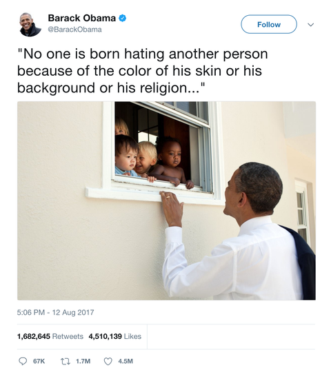 Barack Obama no one is born hating skin color tweet from Tee Tweets