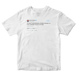 Bernie Sanders Donald Trump is an idiot tweet on a white t-shirt from Tee Tweets