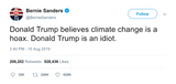 Bernie Sanders Donald Trump is an idiot tweet from Tee Tweets