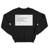 Bette Midler Donald Dump poem tweet on a black crewneck sweater from Tee Tweets