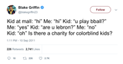 Blake Griffin charity for colorblind kids tweet from Tee Tweets