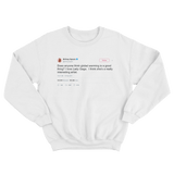 Britney Spears global warming and Lady Gaga tweet on a white crewneck sweater from Tee Tweets
