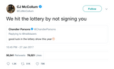 CJ McCollum hit the lottery by not signing Chandler Parsons tweet from Tee Tweets