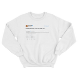 Cardi B Tomi Lahren I will dog walk you tweet on a white crewneck sweater from Tee Tweets