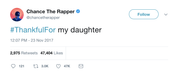 Chance The Rapper thankful for my daughter tweet from Tee Tweets