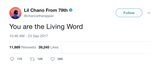 Chance The Rapper you are the living word tweet from Tee Tweets