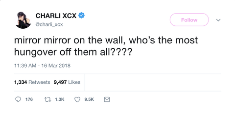 Charli CXC who's the most hungover of them all tweet from Tee Tweets