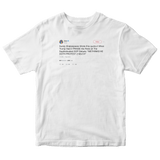 Cher me thinks doth protest too much tweet on a white t-shirt from Tee Tweets