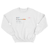 Cher my t-shirt is gone tweet on a white crewneck sweater from Tee Tweets