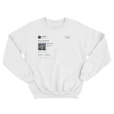 Donald Glover this is America tweet on a white crewneck sweater from Tee Tweets