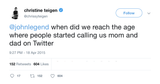 Chrissy Teigen John Legend mom and dad on Twitter tweet from Tee Tweets