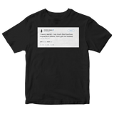 Chrissy Teigen love impractical jokers show tweet on a black t-shirt from Tee Tweets