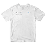Chrissy Teigen we don't love you at your this or that tweet on a white t-shirt from Tee Tweets