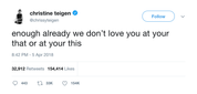 Chrissy Teigen we don't love you at your this or that tweet from Tee Tweets