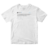 Daniel Tosh encouraging followers to unregister to vote tweet on a white t-shirt from Tee Tweets