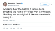 Donald Trump tweet about Jon Stewart's nickname for him tweet from Tee Tweets