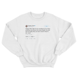 Donald Trump happy New Year to my enemies tweet on a white crewneck sweater from Tee Tweets