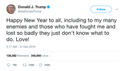 Donald Trump happy New Year to my enemies tweet from Tee Tweets