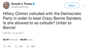 Donald Trump Hillary Clinton beat Crazy Bernie tweet